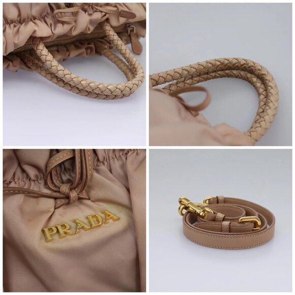 PRADA Hand Bag Nylon Leather 2way Pink Gold Auth EC720 - Picture 16 of 16